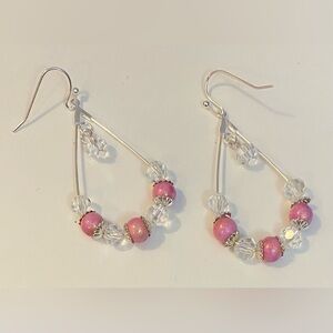 NEW Pink Gold Jade & Swarovski crystal earrings